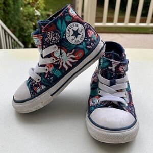 Converse Kids High-Top Sneakers with Ocean Design, size small child 7